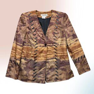 Blue Ice Western Southwestern Cowgirl Women's Blazer Jacket Brown Size 6